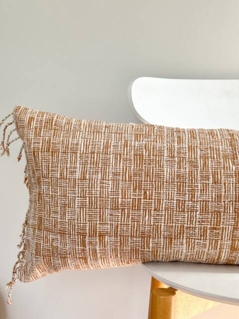 Brown Dot Block Print Mudcloth Hmong Pillow Case - image 1