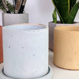 Cylinder Concrete Pot - 35 Colours Makeup Brush Storage Minimalist Desk Pen Tidy Toothbrush Holder Cactus Artist - thumbnail 3