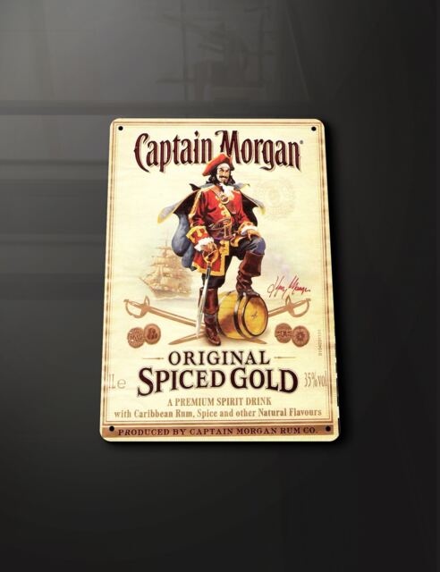 Captain Morgans Original Spiced Rum Alcohol Bar Pub - Metal Sign Plaque Wall Art Decor Signage