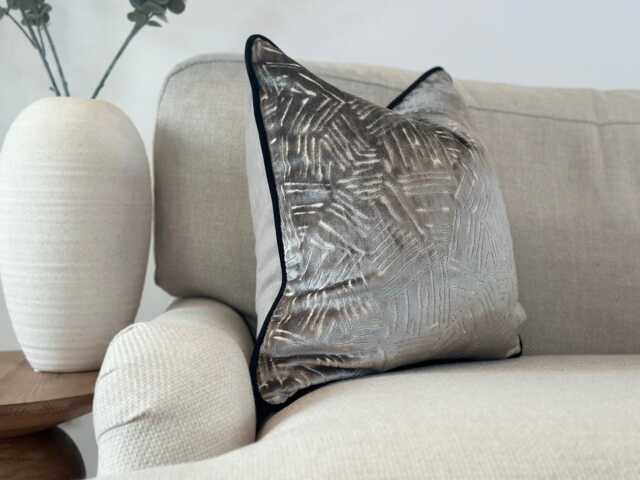 Modern Grey Cushion Cover - Luxury Velvet Pillow Decor - Trinity - image 1