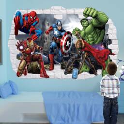 Superheroes Wall Stickers Spiderman Hulk Ironman Avengers Decal Mural Poster Room Decor 1110 - thumbnail 1