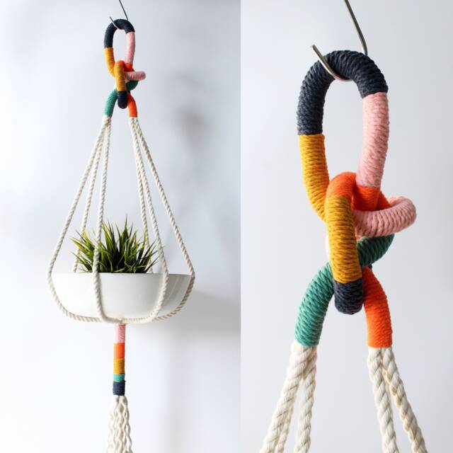 Macrame Plant Hanger, Textile Hanger Sculpture, Handmade - image 1