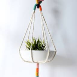 Macrame Plant Hanger, Textile Hanger Sculpture, Handmade - thumbnail 2
