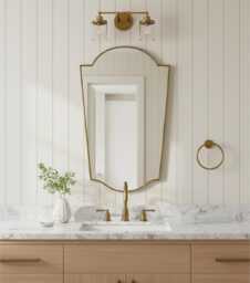 Italian Curve Brass Vanity Mirror - Shield Irregular Gold