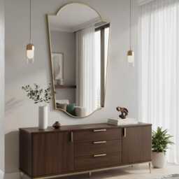 Italian Curve Brass Vanity Mirror - Shield Irregular Gold - thumbnail 2