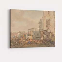 Historic Churchyard Watercolour Village Scene Canvas Wall Art Print Decor Picture Ready To Hang - thumbnail 4