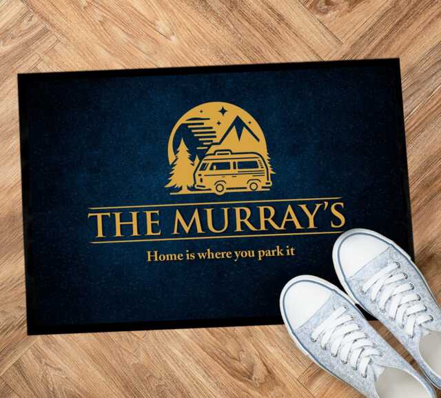 Personalised Motorhome Mat - Large Blue Grunge Campervan Door Mat 60 X 40 cm Ps950 - image 1