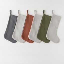 Linen Personalized Family Name Stocking, Custom Embroidered Matching Christmas Gift Stocking - thumbnail 2