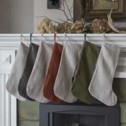 Linen Personalized Family Name Stocking, Custom Embroidered Matching Christmas Gift Stocking