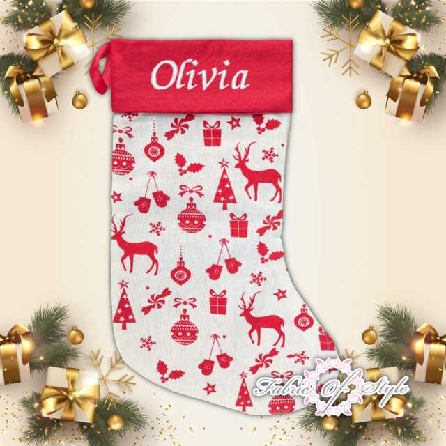 Personalised Christmas Stocking Luxury Embroidered Xmas Stockings Sack Boy Girl Deluxe Hessian - image 1