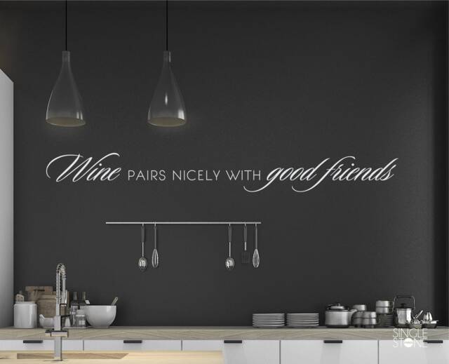 Wine Pairs Nicely With Good Friends Wall Decal Quote - Vinyl Art Kitchen Home Decor - image 1