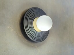 Handmade Black Ceramic Wall Sconce Modern Carved Texture Lighting - thumbnail 1
