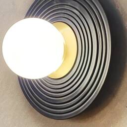 Handmade Black Ceramic Wall Sconce Modern Carved Texture Lighting - thumbnail 2