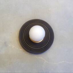 Handmade Black Ceramic Wall Sconce Modern Carved Texture Lighting - thumbnail 4