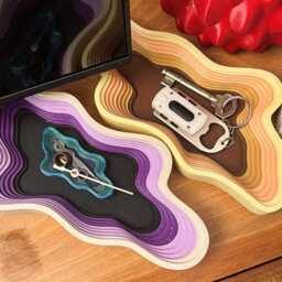 Ameba Drop Shape Tray - Layered Organic Form Decorative Catchall - Modern 3D Printed - thumbnail 3