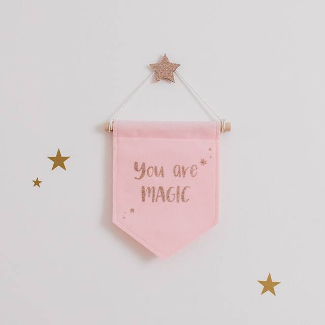 You Are Magic Felt Banner - Girls Bedroom Decor Pink Wall Hanging Baby Girl Nursery - image 1