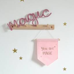 You Are Magic Felt Banner - Girls Bedroom Decor Pink Wall Hanging Baby Girl Nursery - thumbnail 2