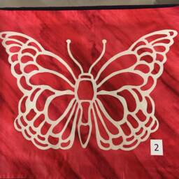 Pillow Cover. Hand Cut Quilt Square Wall Hanging/Pillow Top. Finished & Lined, Fused Butterfly Design By Linda Pool, Color Choice - thumbnail 2