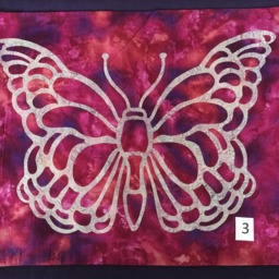 Pillow Cover. Hand Cut Quilt Square Wall Hanging/Pillow Top. Finished & Lined, Fused Butterfly Design By Linda Pool, Color Choice - thumbnail 3