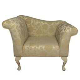 Designer Chaise Bedroom Occasional Accent Chair in A Floral Gold Fabric Sr17070 - British Handmade - thumbnail 2