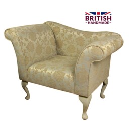 Designer Chaise Bedroom Occasional Accent Chair in A Floral Gold Fabric Sr17070 - British Handmade - thumbnail 1
