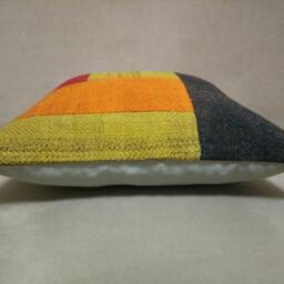 Patchwork Kilim Pillow 16 X16 Inches Multicolor Kilim Pillow Handmade Cover Wool Cushion - thumbnail 3
