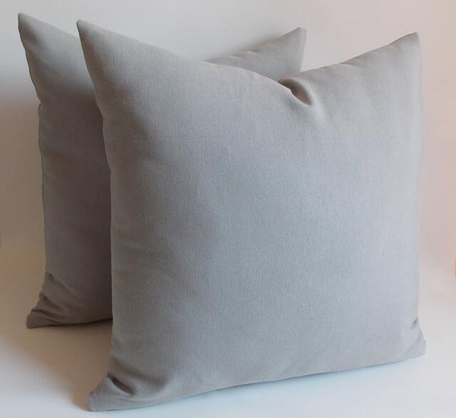Set Of 2 Gray Cotton Throw Pillow Covers 18x18 Inch - image 1
