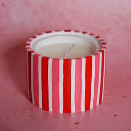 Custom Stripe Jesmonite Pot Candle Dopamine Home Decor, Colourful, Bright For Her Vanilla Personalised - thumbnail 1