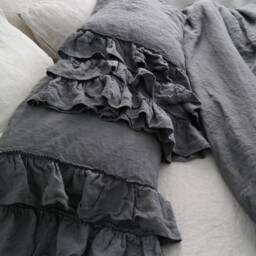 Linen Duvet Cover Set. French Style Thick Ruffled Stonewashed Natural Linen Bedding. Mooshop Classic - thumbnail 3