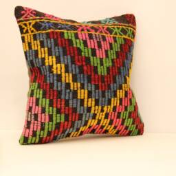 Set Of Two Vintage Turkish Kilim Pillow Covers, 18x18 Boho Home Decor - thumbnail 3
