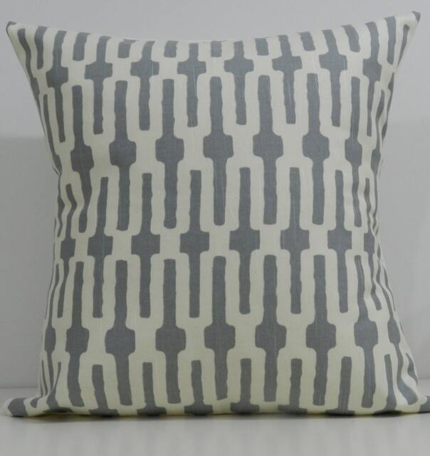 New 18x18 Inch Designer Handmade Pillow Case in Grey & White Geometric