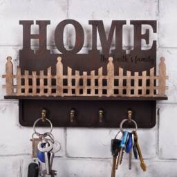 Custom Wood Key Holder For Wall - Personalized Housewarming Gift - thumbnail 2