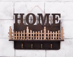 Custom Wood Key Holder For Wall - Personalized Housewarming Gift - thumbnail 1