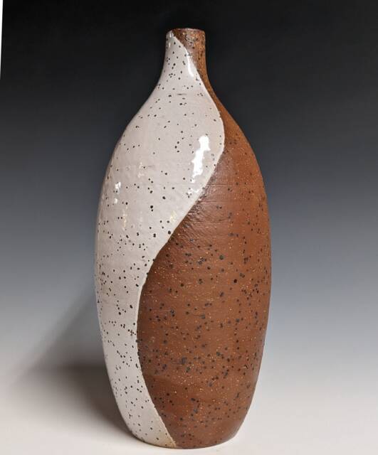 Speckled Red & White Bottle Vase - Wheel Thrown Ceramics Pottery Stoneware - image 1