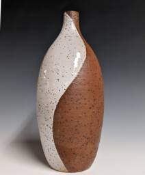 Speckled Red & White Bottle Vase - Wheel Thrown Ceramics Pottery Stoneware - thumbnail 1