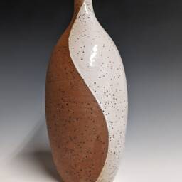 Speckled Red & White Bottle Vase - Wheel Thrown Ceramics Pottery Stoneware - thumbnail 2