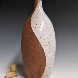 Speckled Red & White Bottle Vase - Wheel Thrown Ceramics Pottery Stoneware - thumbnail 3
