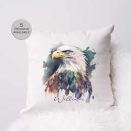 Personalised Eagle Cushion - Custom Name Gift Wildlife Bird Lover - thumbnail 2