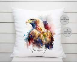 Personalised Eagle Cushion - Custom Name Gift Wildlife Bird Lover - thumbnail 1