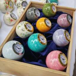 Baby Blue Ceramic Ball Clock Retro Desk Decor - thumbnail 4
