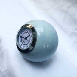 Baby Blue Ceramic Ball Clock Retro Desk Decor