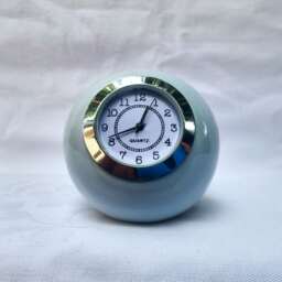 Baby Blue Ceramic Ball Clock Retro Desk Decor - thumbnail 3