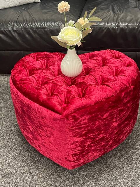 Handmade Valentine Day Special Gift Footstool , Puffy, Ottoman Side Table - image 1