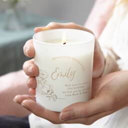 Personalised Daughter Birthday Candle Etched Floral Soy Wax Gift - thumbnail 1
