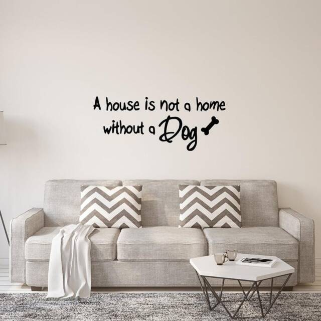 Vwaq A House Is Not A Home Without Dog - Vinyl Lettering Pet Wall Art Quote Decal - image 1