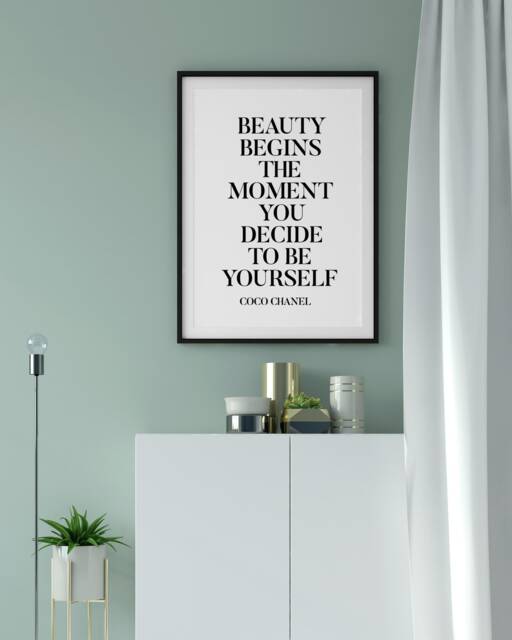 Inspirational Fashion Quote Print Beauty Begins With You - image 1