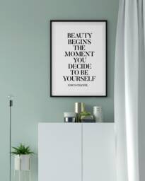 Inspirational Fashion Quote Print Beauty Begins With You - thumbnail 1