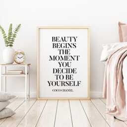 Inspirational Fashion Quote Print Beauty Begins With You - thumbnail 2
