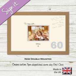 60Th Birthday Photo Frame For Signing Unique Gift Present 7x5Sign-676D - thumbnail 1