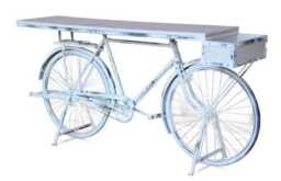 xl Retro Style White Washed Bike/Bicycle Table With Basket - thumbnail 1